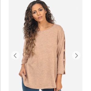 Blush Cut Out Long Sleeve Boat Neckline